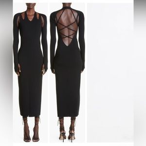 Dion Lee open back dress merino wool with shrug black midi XS